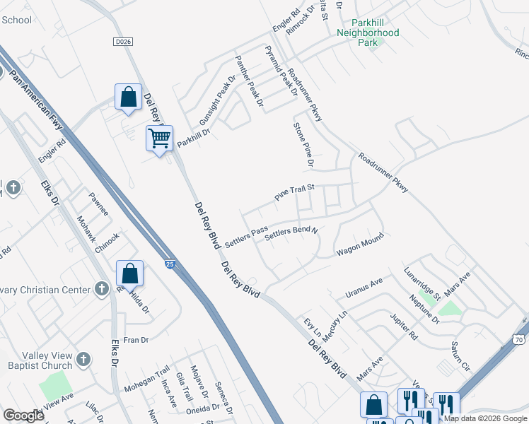 map of restaurants, bars, coffee shops, grocery stores, and more near 1973 Pine Trail Street in Las Cruces