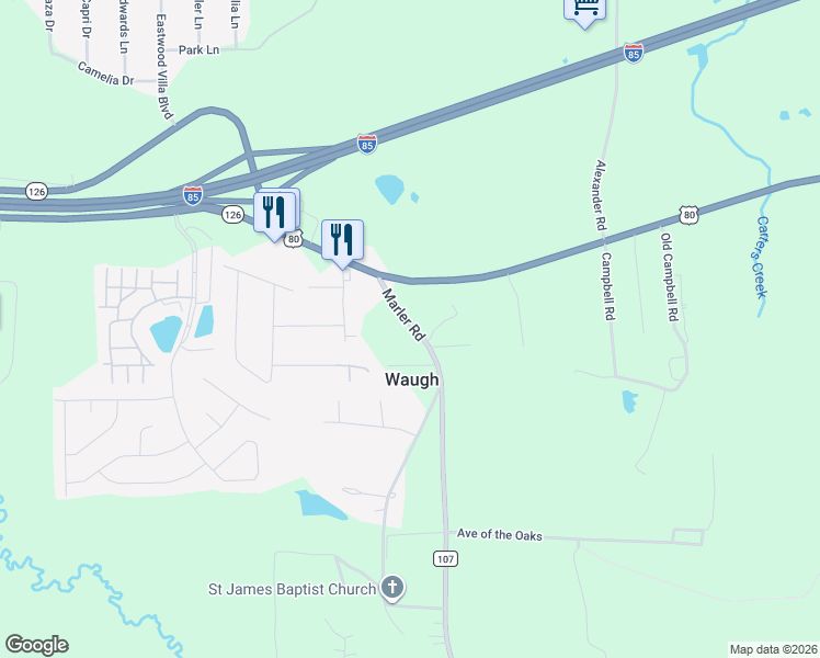map of restaurants, bars, coffee shops, grocery stores, and more near 197 Marler Road in Pike Road
