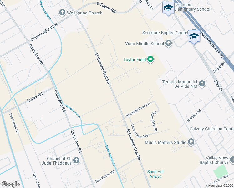 map of restaurants, bars, coffee shops, grocery stores, and more near 4365-4467 El Camino Real in Las Cruces
