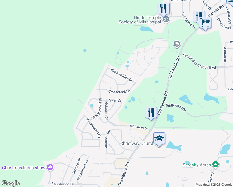 map of restaurants, bars, coffee shops, grocery stores, and more near 216 Crosscreek Drive in Brandon