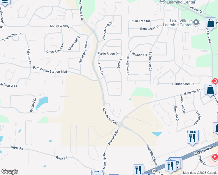 map of restaurants, bars, coffee shops, grocery stores, and more near 539 Turtle Lane in Brandon