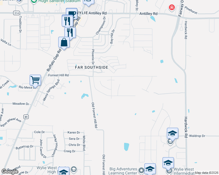 map of restaurants, bars, coffee shops, grocery stores, and more near 17 Mission Hills in Abilene