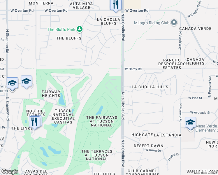 map of restaurants, bars, coffee shops, grocery stores, and more near 8678 N Genoa Ct in Tucson