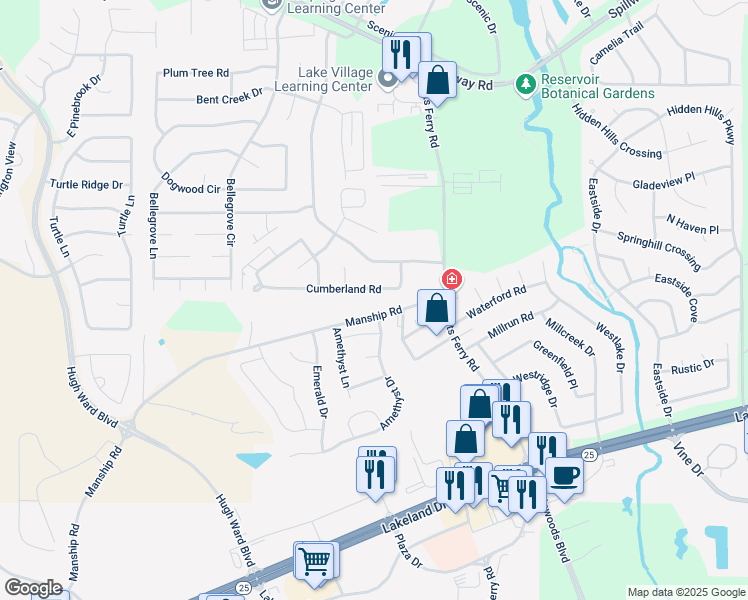 map of restaurants, bars, coffee shops, grocery stores, and more near 119 Cumberland Rd in Brandon