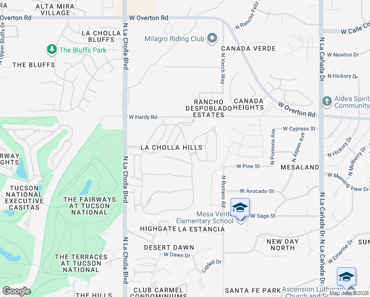 map of restaurants, bars, coffee shops, grocery stores, and more near 8681 North Coral Ridge Loop in Tucson