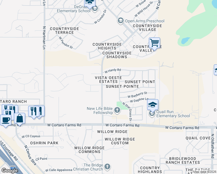 map of restaurants, bars, coffee shops, grocery stores, and more near 4943 West Rosebay Street in Tucson
