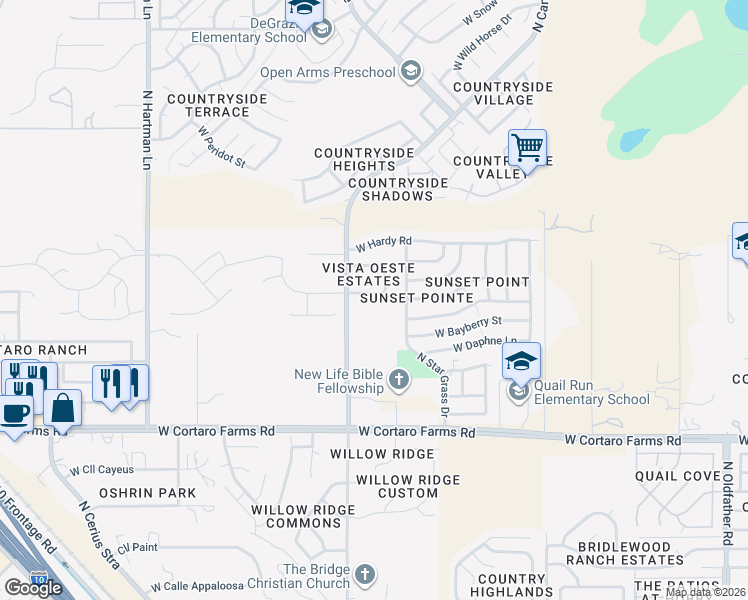 map of restaurants, bars, coffee shops, grocery stores, and more near 4943 West Rosebay Street in Tucson