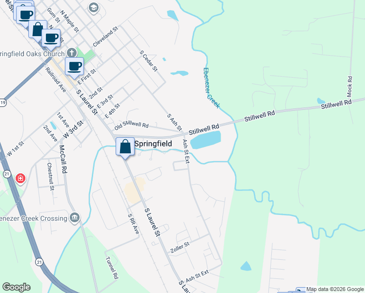 map of restaurants, bars, coffee shops, grocery stores, and more near 706 Ash Street Extension in Springfield