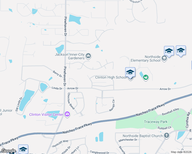 map of restaurants, bars, coffee shops, grocery stores, and more near 131 Warrior Lane in Clinton