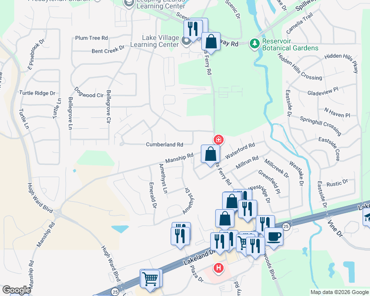 map of restaurants, bars, coffee shops, grocery stores, and more near 119 Cumberland Road in Brandon