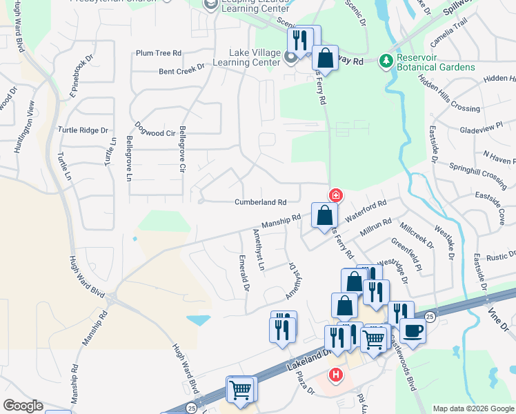 map of restaurants, bars, coffee shops, grocery stores, and more near 131 Cumberland Road in Brandon
