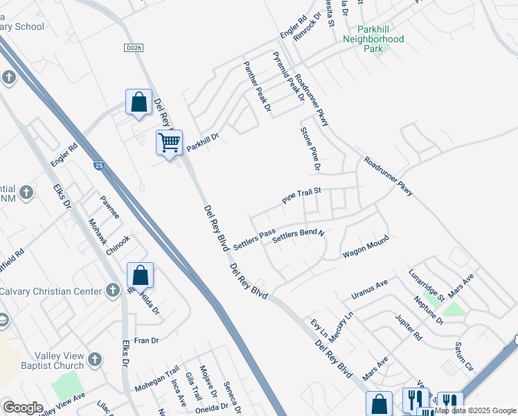 map of restaurants, bars, coffee shops, grocery stores, and more near 1973 Pine Trail Street in Las Cruces