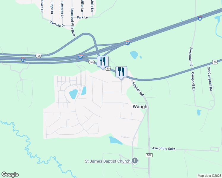 map of restaurants, bars, coffee shops, grocery stores, and more near 142-148 Pinetree Drive in Montgomery