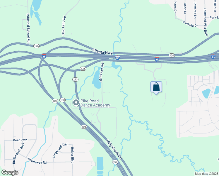 map of restaurants, bars, coffee shops, grocery stores, and more near 235 Mose Lee Road in Pike Road