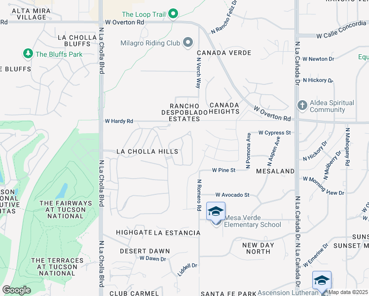 map of restaurants, bars, coffee shops, grocery stores, and more near 8700 North Little Oak Lane in Tucson