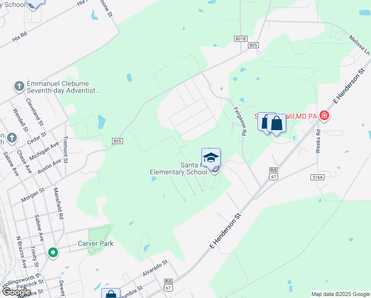 map of restaurants, bars, coffee shops, grocery stores, and more near 808 Eagles Nest Drive in Cleburne
