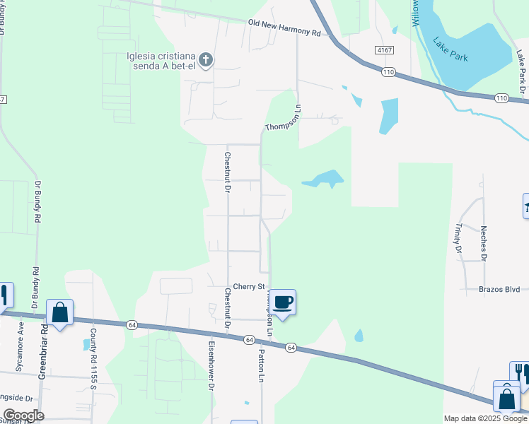 map of restaurants, bars, coffee shops, grocery stores, and more near 11833 Garland Street in Tyler