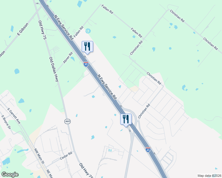 map of restaurants, bars, coffee shops, grocery stores, and more near 3700 Interstate 45 in Ennis