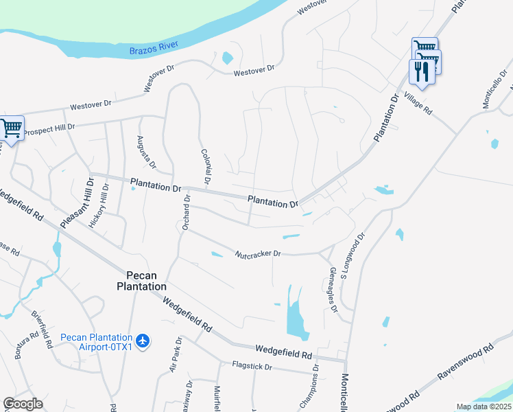 map of restaurants, bars, coffee shops, grocery stores, and more near 6413 South Pinehurst Drive in Granbury