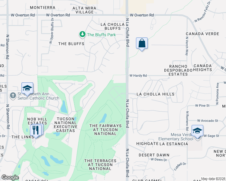 map of restaurants, bars, coffee shops, grocery stores, and more near 8684 N Genoa Ct in Tucson