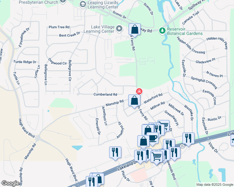 map of restaurants, bars, coffee shops, grocery stores, and more near 119 Cumberland Road in Brandon