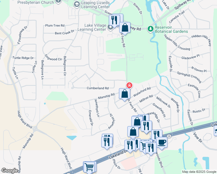map of restaurants, bars, coffee shops, grocery stores, and more near 119 Cumberland Road in Brandon