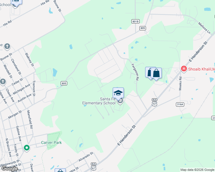 map of restaurants, bars, coffee shops, grocery stores, and more near 824 Eagles Nest Drive in Cleburne