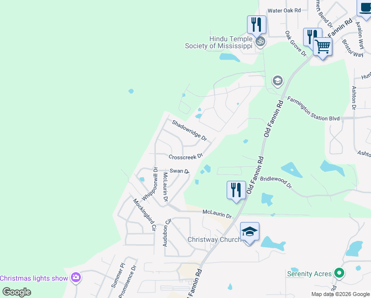 map of restaurants, bars, coffee shops, grocery stores, and more near 216 Crosscreek Drive in Brandon