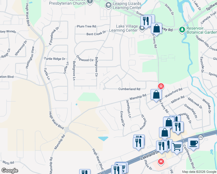 map of restaurants, bars, coffee shops, grocery stores, and more near 195 Cumberland Road in Brandon