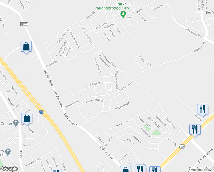 map of restaurants, bars, coffee shops, grocery stores, and more near 4042 Pine Needle Bend in Las Cruces