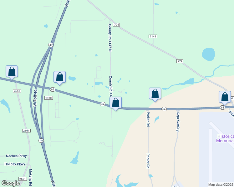 map of restaurants, bars, coffee shops, grocery stores, and more near 192 Eikner Road in Tyler