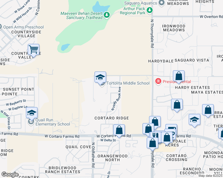 map of restaurants, bars, coffee shops, grocery stores, and more near 4051 West Keeler Street in Tucson