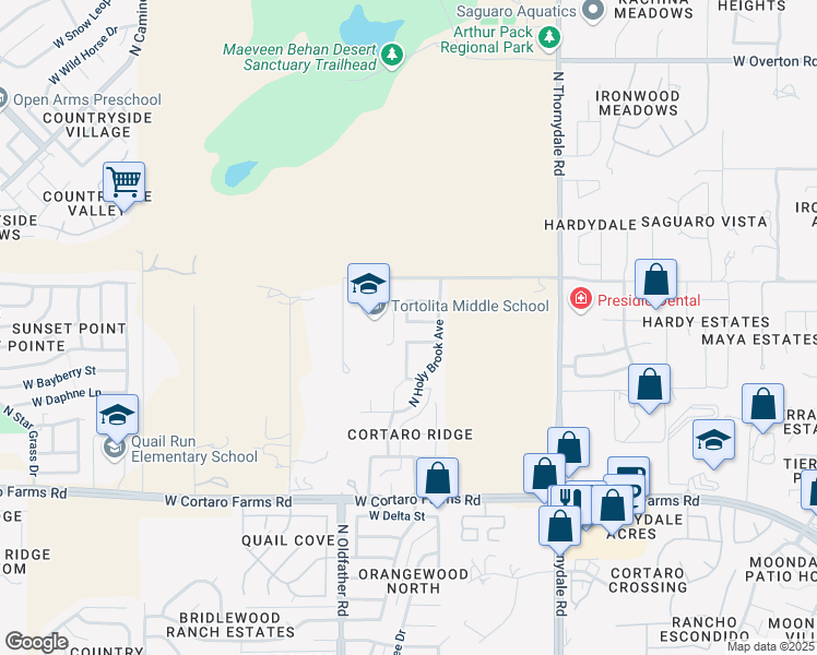 map of restaurants, bars, coffee shops, grocery stores, and more near 4051 West Keeler Street in Tucson