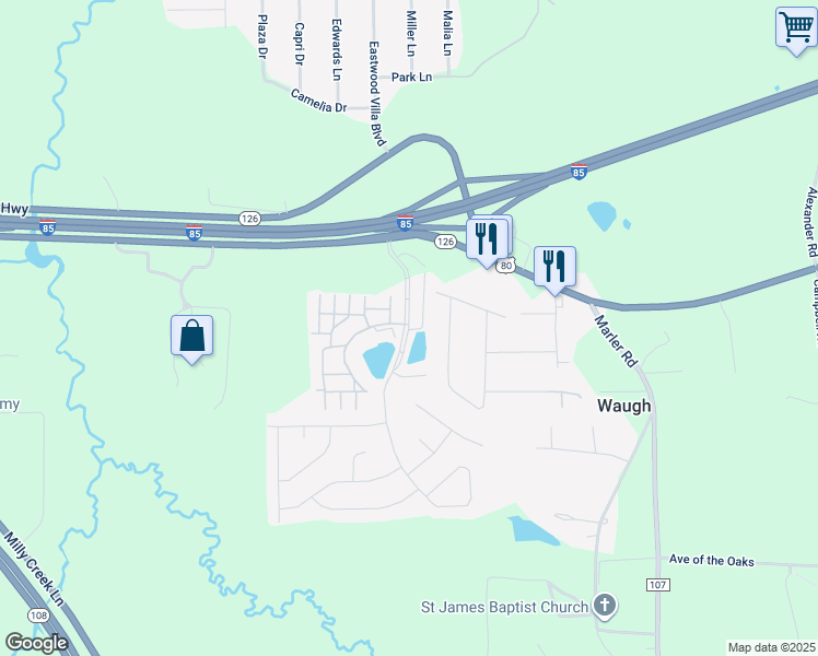 map of restaurants, bars, coffee shops, grocery stores, and more near 406 Stone Park Boulevard in Pike Road