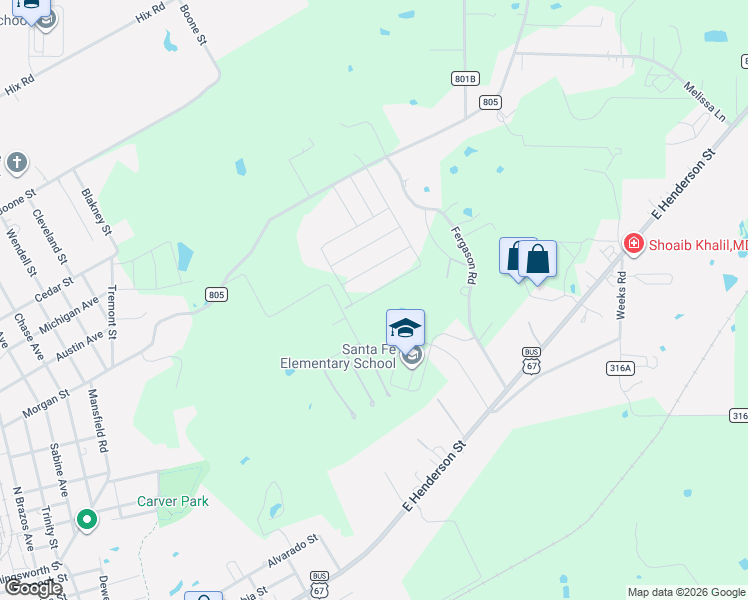 map of restaurants, bars, coffee shops, grocery stores, and more near 529 Gardega Road in Cleburne