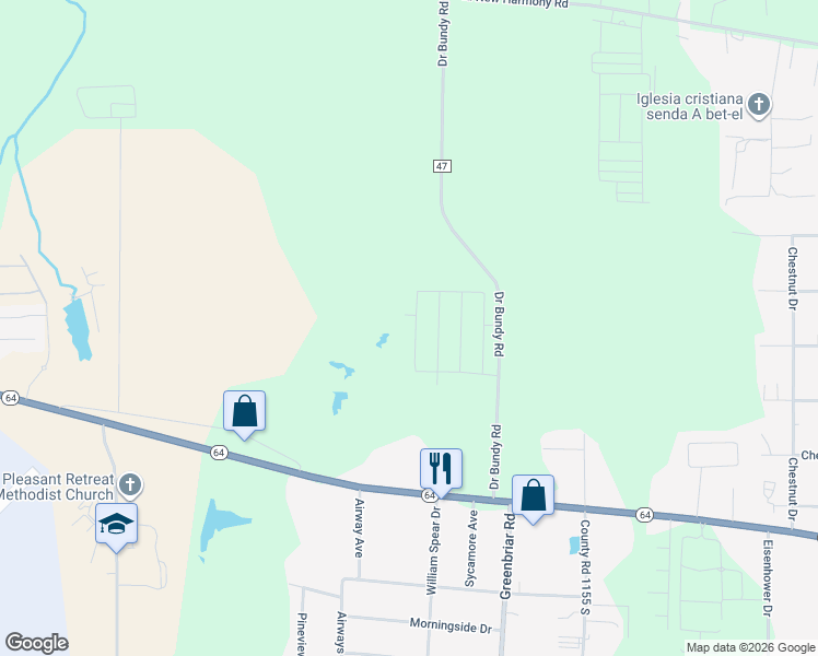map of restaurants, bars, coffee shops, grocery stores, and more near Doctor Bundy Road in Tyler