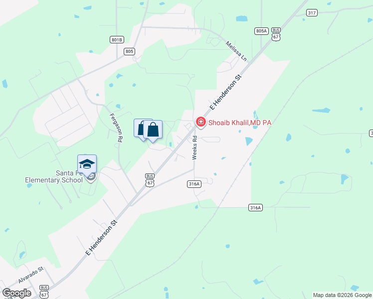 map of restaurants, bars, coffee shops, grocery stores, and more near 1816 East Henderson Street in Cleburne