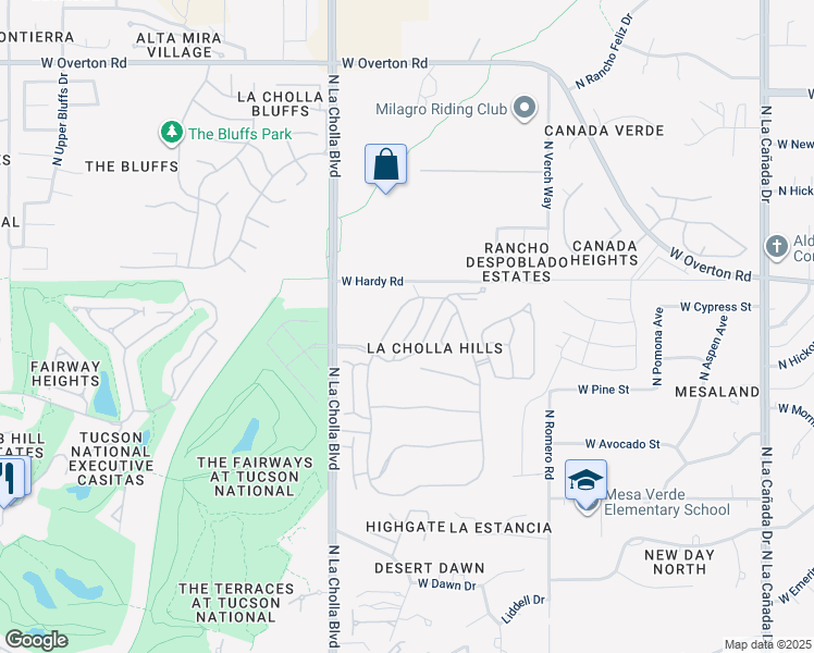 map of restaurants, bars, coffee shops, grocery stores, and more near 8788 North Coral Ridge Loop in Tucson
