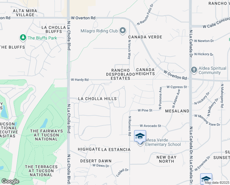 map of restaurants, bars, coffee shops, grocery stores, and more near 1819 West Dalehaven Circle in Tucson