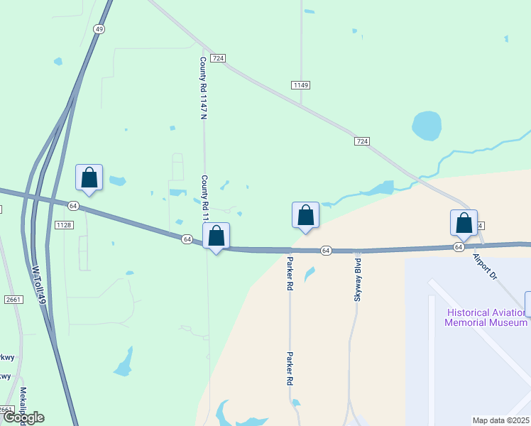 map of restaurants, bars, coffee shops, grocery stores, and more near 14870 Texas 64 in Tyler