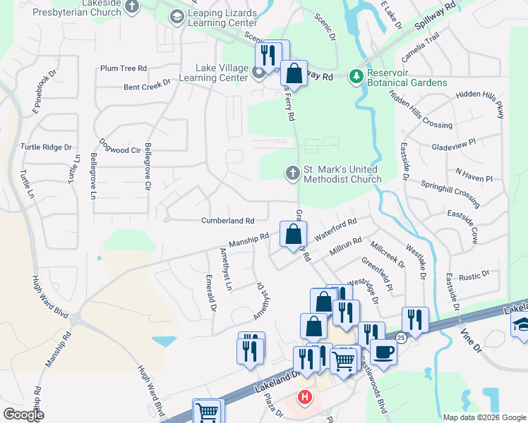map of restaurants, bars, coffee shops, grocery stores, and more near 503 Shenandoah Rd in Brandon