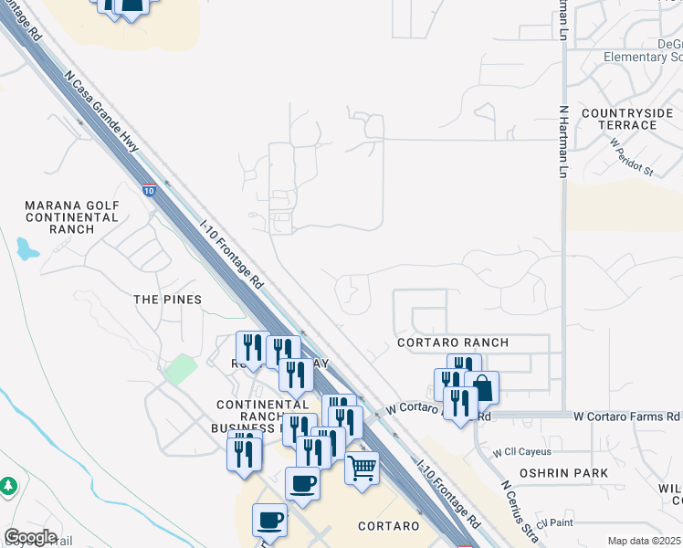 map of restaurants, bars, coffee shops, grocery stores, and more near 5914 Interstate 10 Frontage Road in Tucson
