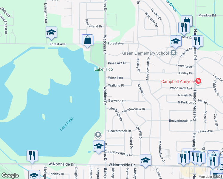 map of restaurants, bars, coffee shops, grocery stores, and more near 973 Watkins Place in Jackson
