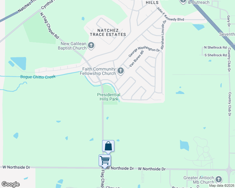 map of restaurants, bars, coffee shops, grocery stores, and more near 6328 Abraham Lincoln Drive in Jackson