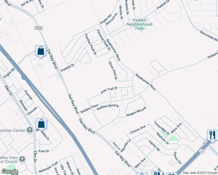 map of restaurants, bars, coffee shops, grocery stores, and more near 2005 Pine Trail Street in Las Cruces