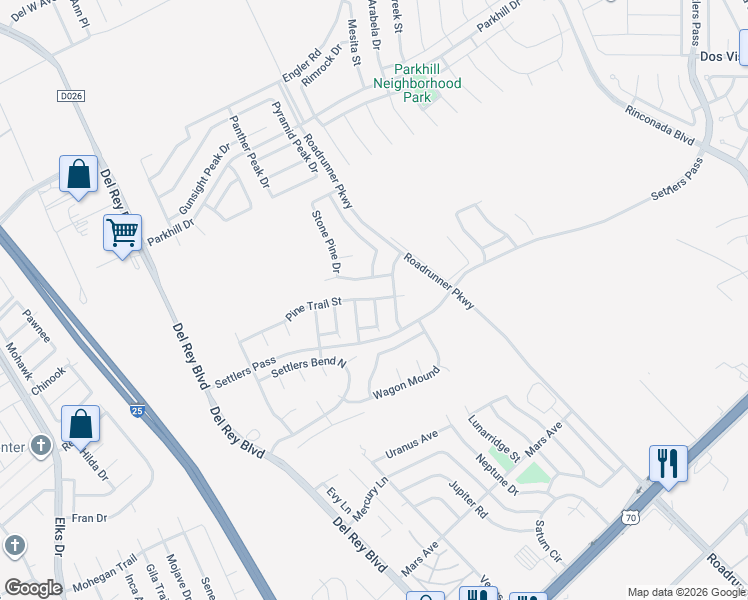 map of restaurants, bars, coffee shops, grocery stores, and more near 4059 Pine Needle Way in Las Cruces