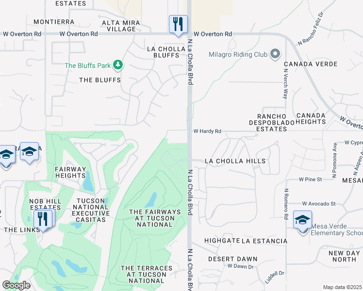map of restaurants, bars, coffee shops, grocery stores, and more near 2122 West Ephesus Court in Tucson