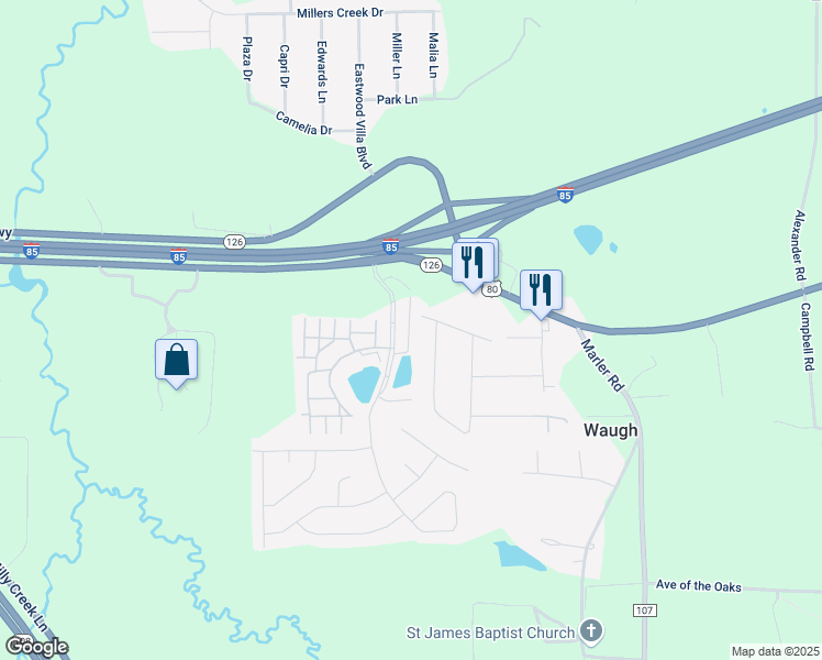 map of restaurants, bars, coffee shops, grocery stores, and more near 74 Shell Stone Ct in Pike Road