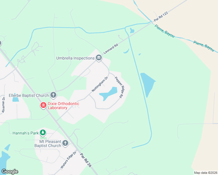 map of restaurants, bars, coffee shops, grocery stores, and more near 1 Westchester Circle in Shreveport
