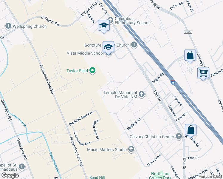 map of restaurants, bars, coffee shops, grocery stores, and more near 4540 Los Morenos Court in Las Cruces